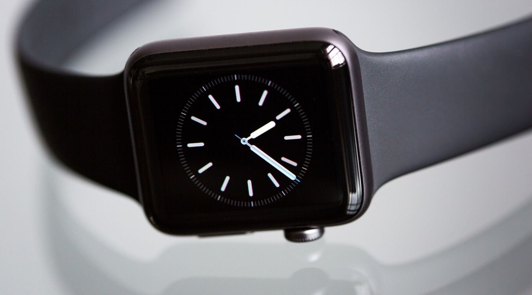 Apple Watch with Black Silicone Watch Strap