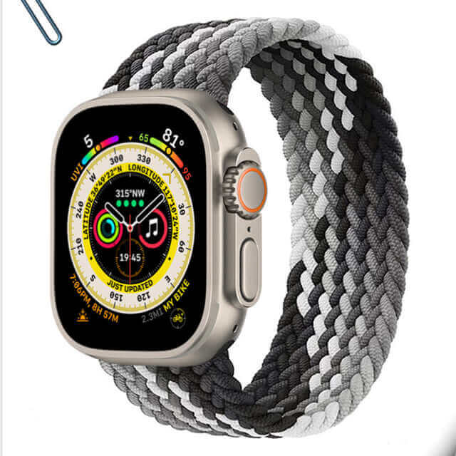 Braided Elastic Strap For Apple Watch Black Summer