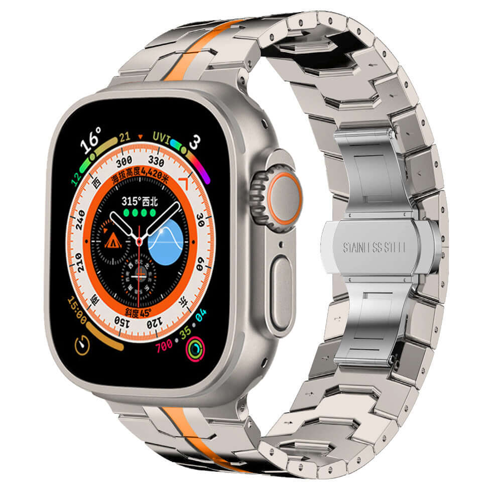 Titanium apple watch strap with butterfly clasp