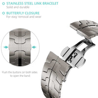 Thumbnail for Titanium apple watch strap with butterfly clasp