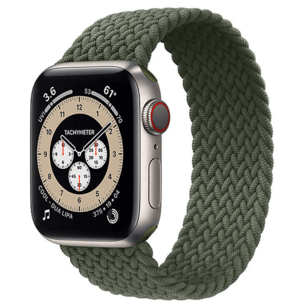 Braided Elastic Apple Watch Strap in Army Green