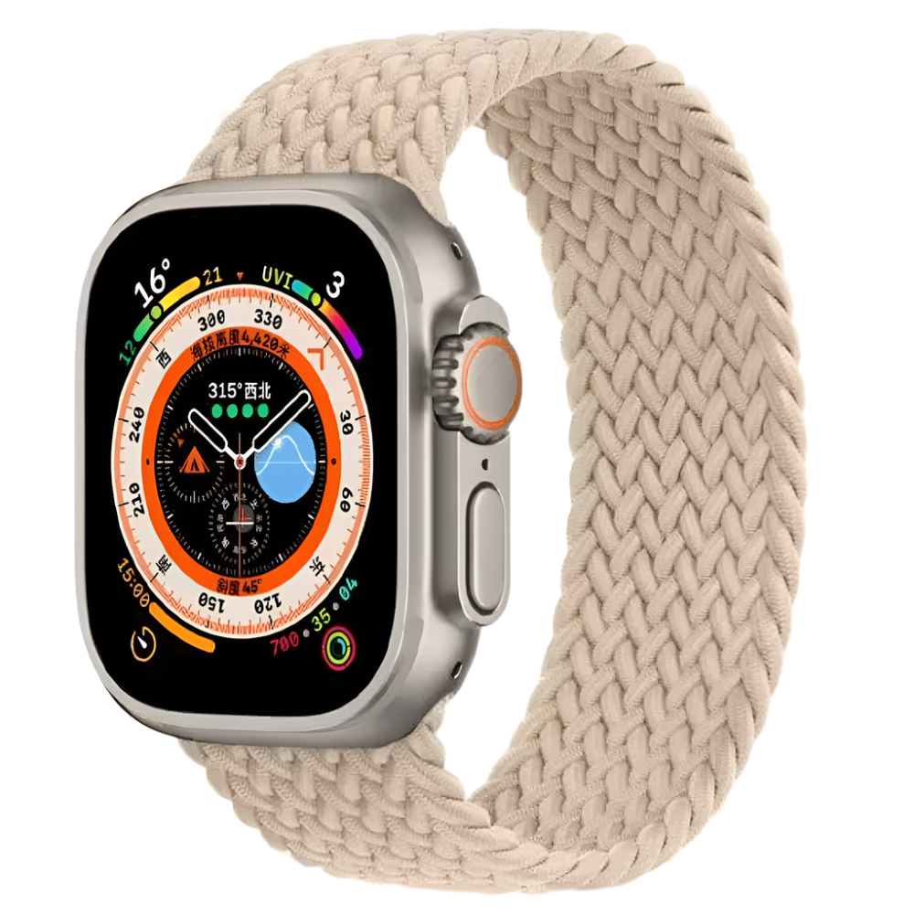 Braided Elastic Apple Watch Strap in Beige