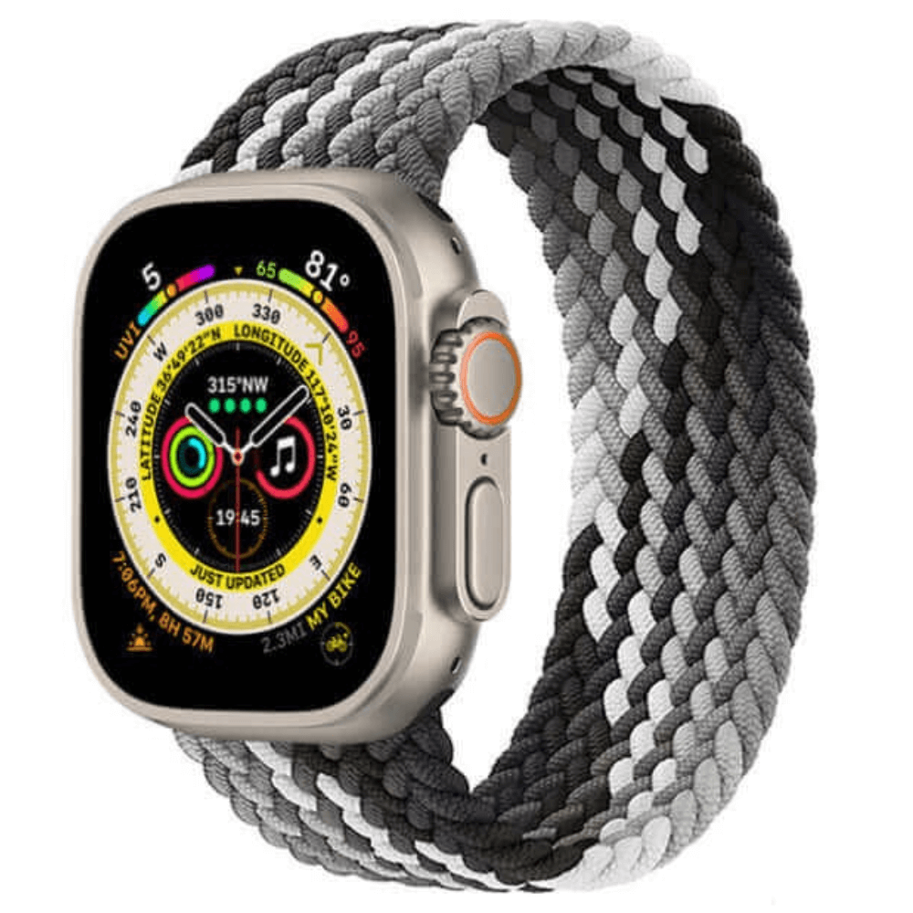 Braided Elastic Apple Watch Strap in Black Summer