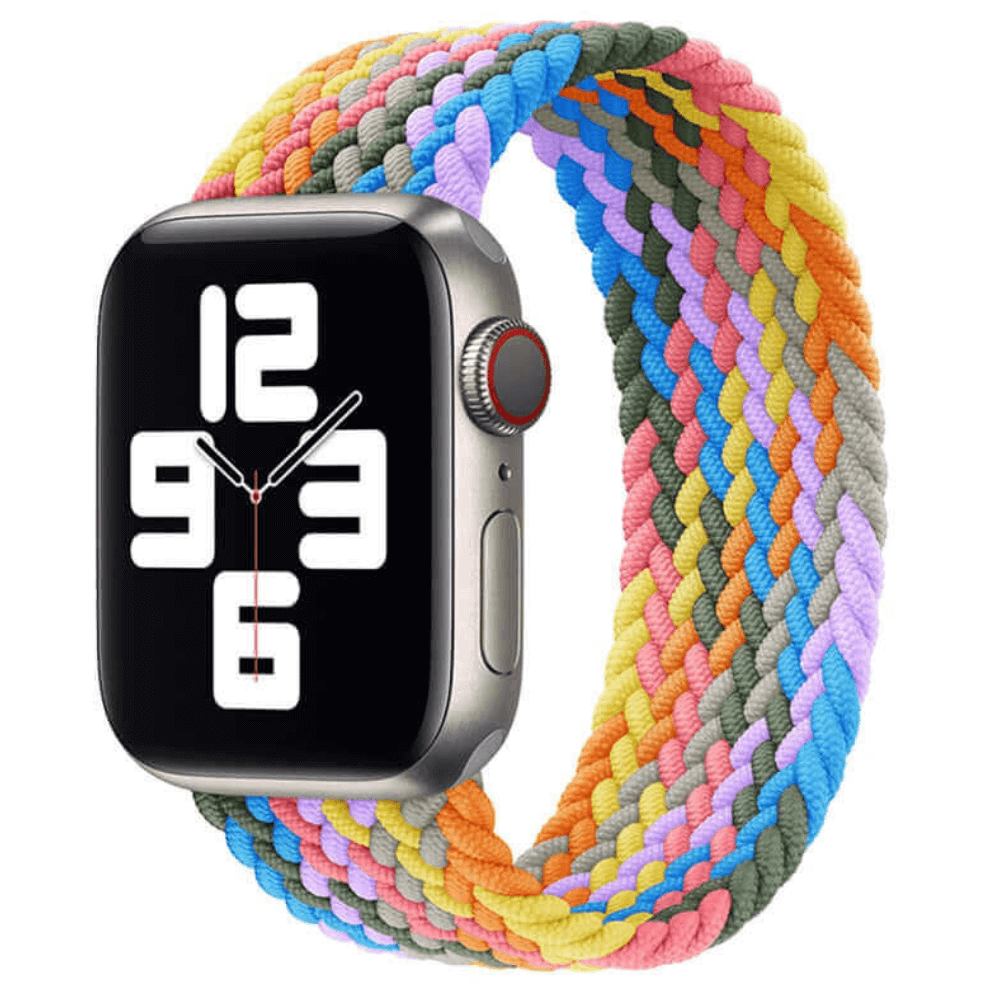 Braided Elastic Apple Watch Strap in Pastel Rainbow