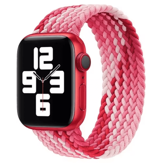 Braided Elastic Apple Watch Strap in Strawberry Pink Red