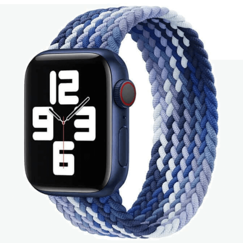 Braided Elastic Apple Watch Strap in Whirlpool Blue