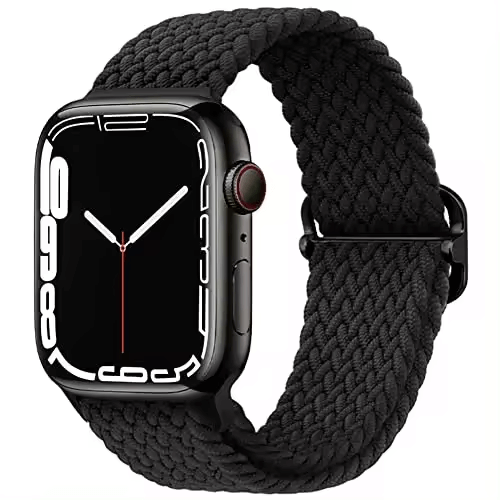 Braided Elastic Solo Loop Apple Watch Strap With Buckle in Black