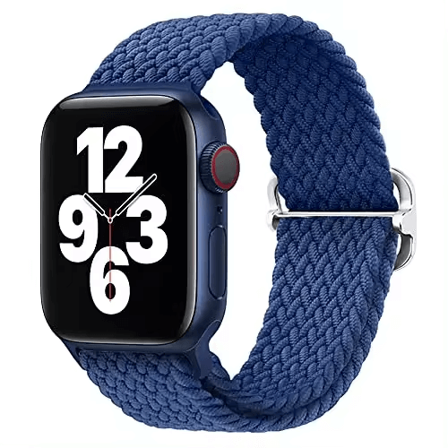 Braided Elastic Solo Loop Apple Watch Strap With Buckle in Blue