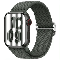 Thumbnail for Braided Elastic Solo Loop Apple Watch Strap With Buckle in Olive Green