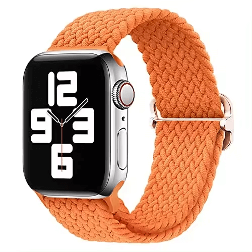 Braided Elastic Solo Loop Apple Watch Strap With Buckle in Orange