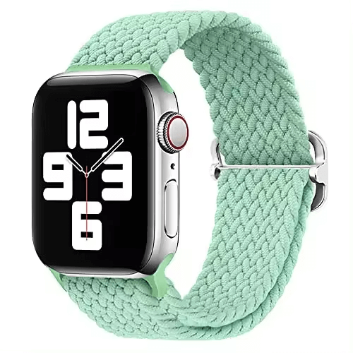 Braided Elastic Solo Loop Apple Watch Strap With Buckle in Pistachio Green