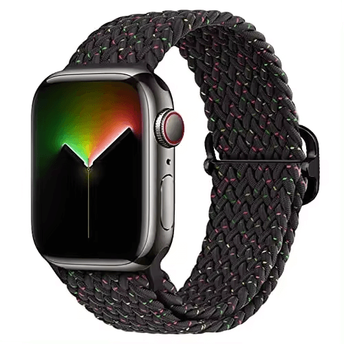 Braided Elastic Solo Loop Apple Watch Strap With Buckle in Starry Sky Black