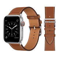 Thumbnail for Genuine Leather Watch Band with Stainless Steel Vintage Buckle in Tan Brown 2