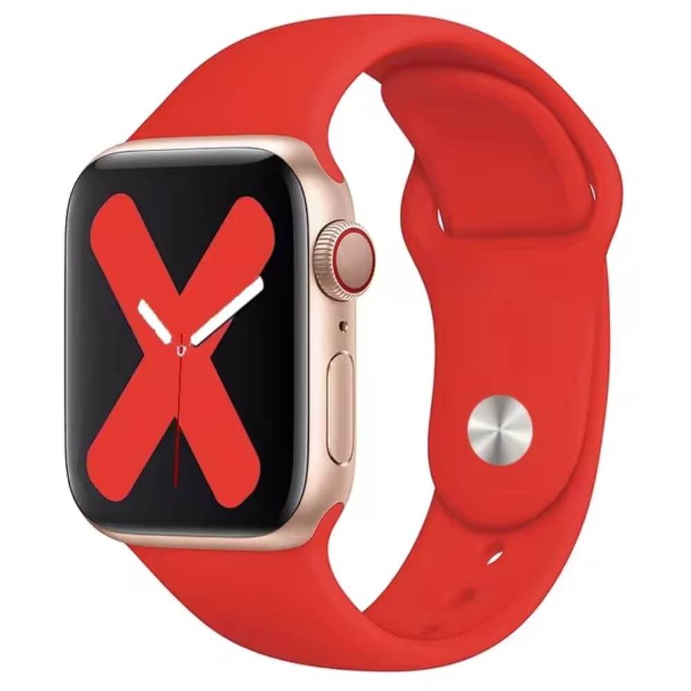 High Quality Classic Silicone Apple Watch Band in Bright Red