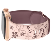 Thumbnail for High Quality Floral Engraved Silicone Apple Watch Band in Pink Violet