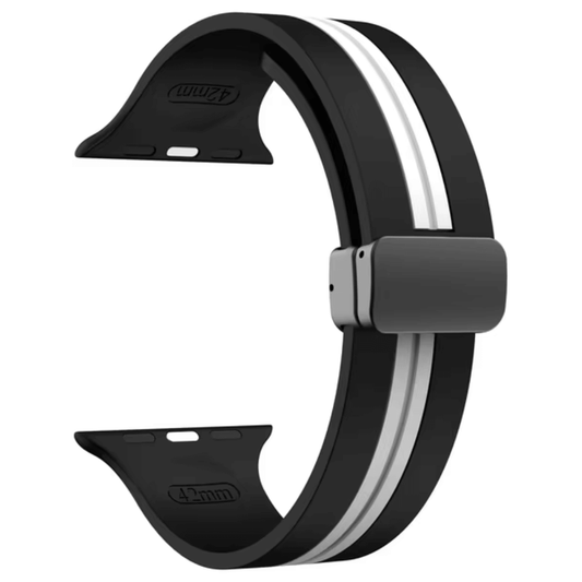 High Quality Silicone Apple Watch Band in Black and White with Magnetic Clasp