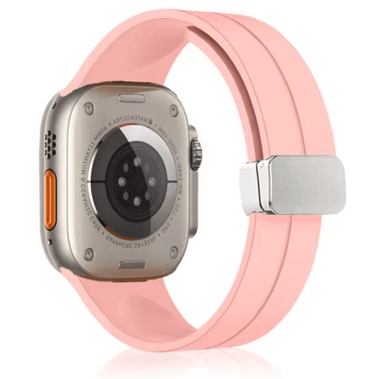 High Quality Silicone Apple Watch Band in Pink with Magnetic Clasp