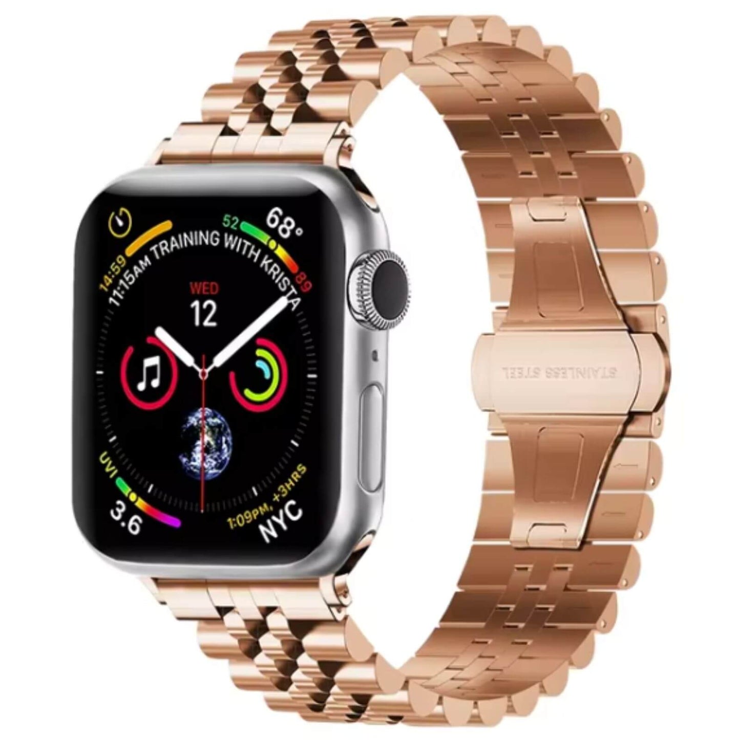 Jubilee Metal Apple Watch Strap in Rose Gold