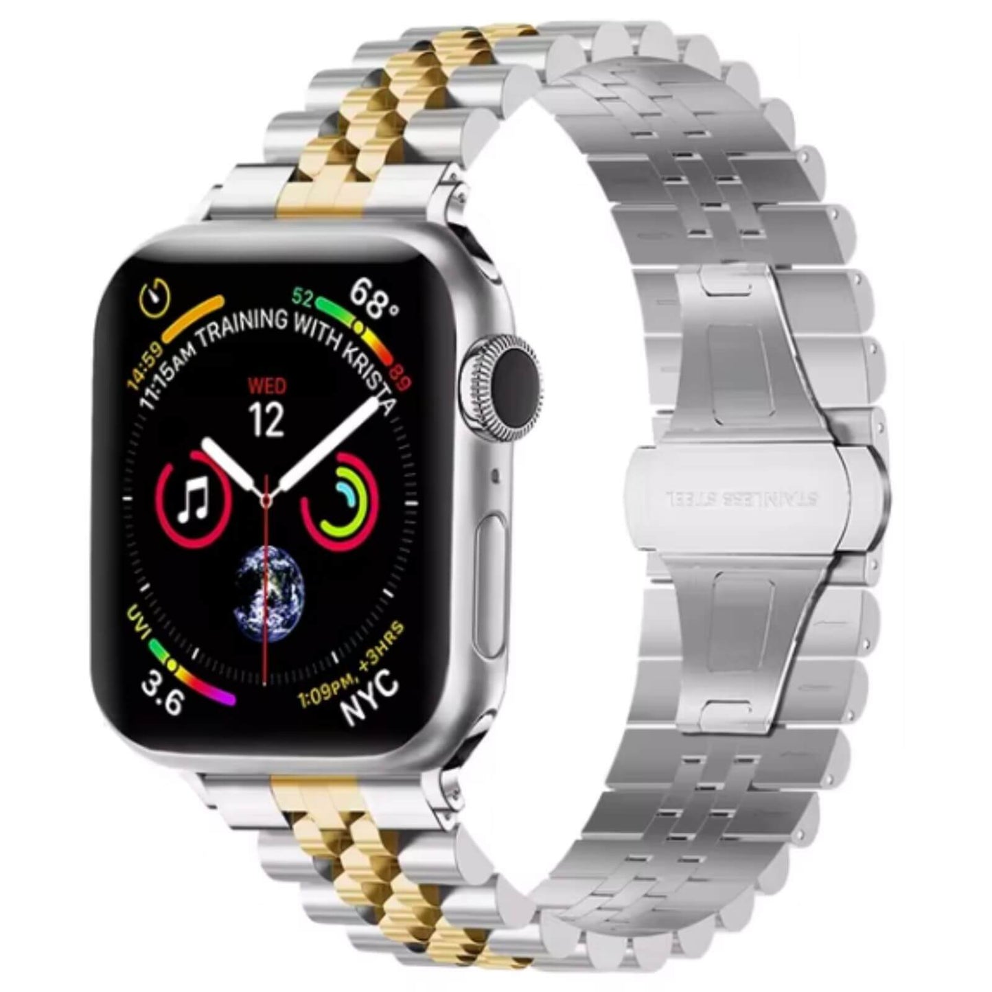 Jubilee Metal Apple Watch Strap in Silver Gold