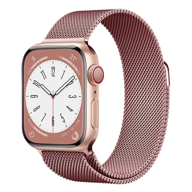 Milanese Mesh Metal Apple Watch Strap in Chrome Pink