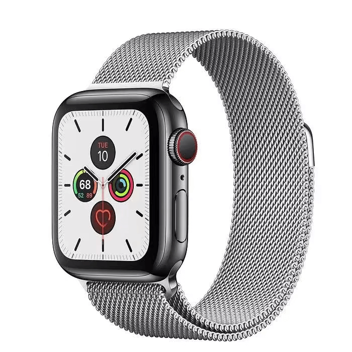 Milanese Mesh Metal Apple Watch Strap in Polished Silver