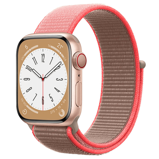 Nylon Sport Apple Watch Strap in Grey Neon Pink