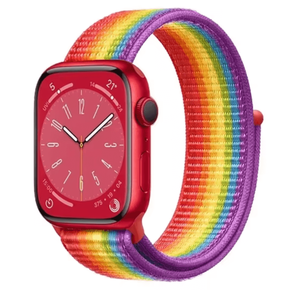 Nylon Sport Apple Watch Strap in Rainbow