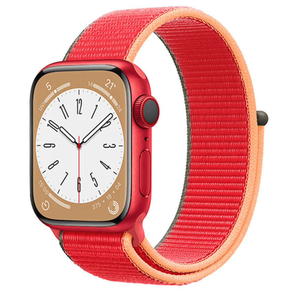 Nylon Sport Apple Watch Strap in Red Orange Green