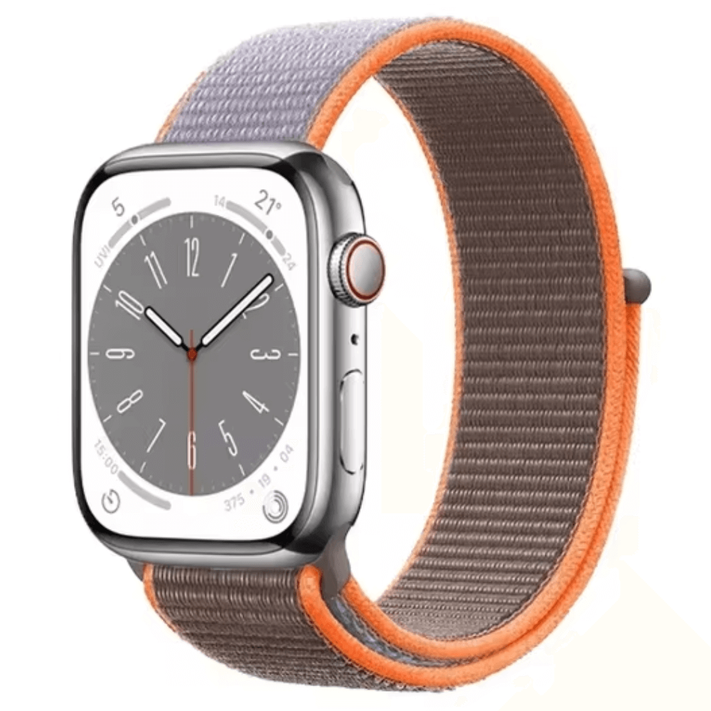 Nylon Sport Apple Watch Strap in Vitamin C Grey Orange