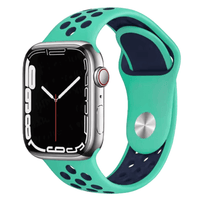 Thumbnail for Silicone Sport Watch Band for Apple Watch in Aqua and Navy Blue