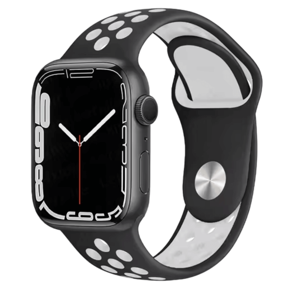 Silicone Sport Watch Band for Apple Watch in Black and White