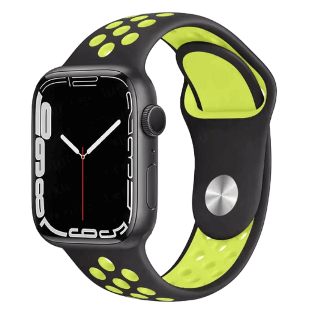 Silicone Sport Watch Band for Apple Watch in Black and Yellow