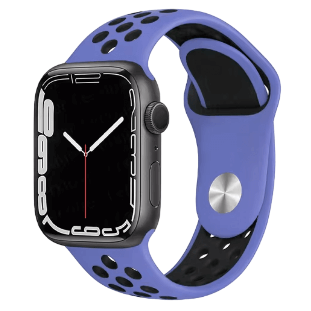 Silicone Sport Watch Band for Apple Watch in Blue and Black