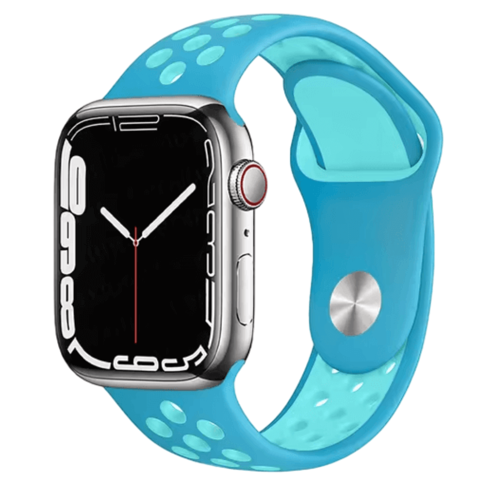 Silicone Sport Watch Band for Apple Watch in Blue and Light Blue