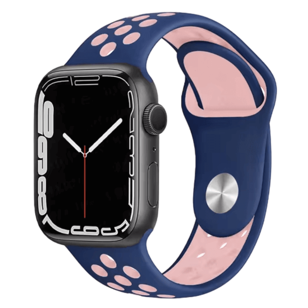 Silicone Sport Watch Band for Apple Watch in Blue and Pink