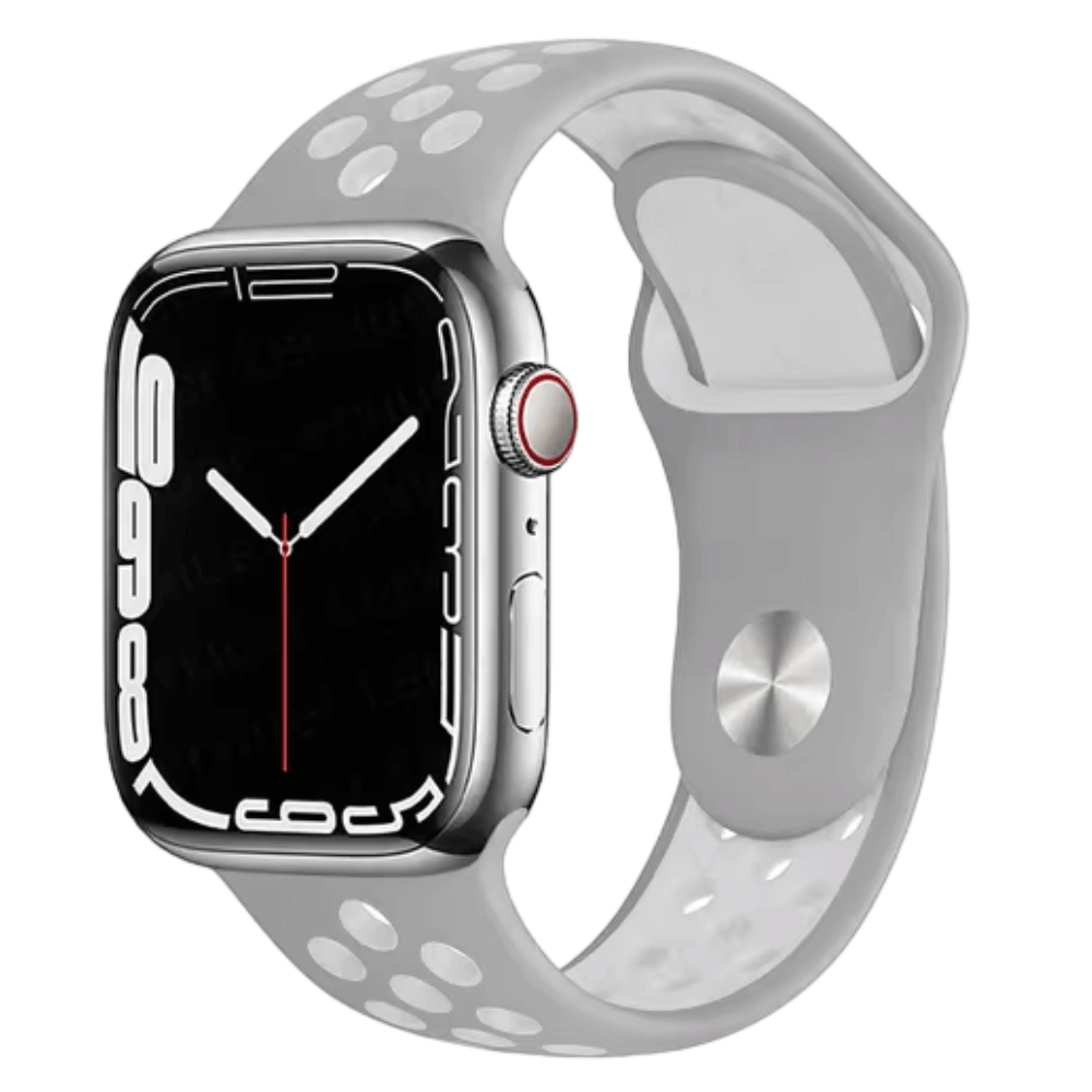 Silicone Sport Watch Band for Apple Watch in Grey and White