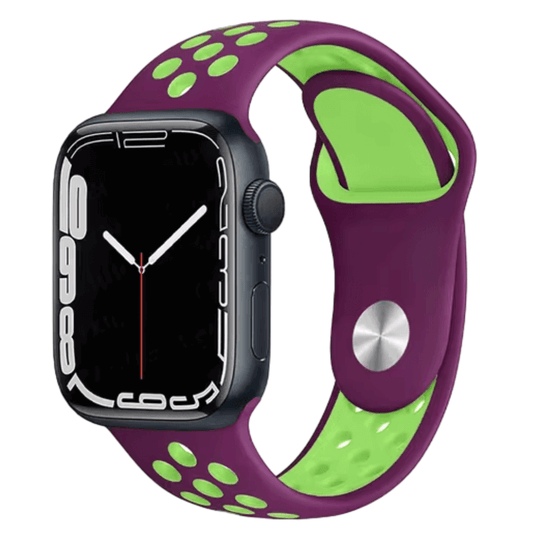 Silicone Sport Watch Band for Apple Watch in Purple and Green