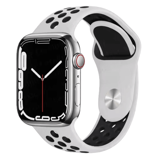 Silicone Sport Watch Band for Apple Watch in White and Black