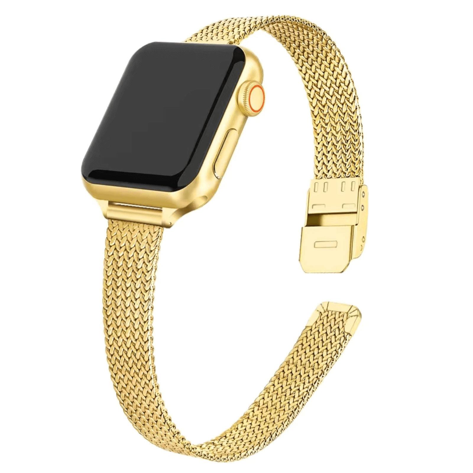 Slim Milanese Mesh Metal Apple Watch Strap in Gold