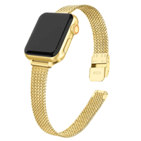 Thumbnail for Slim Milanese Mesh Metal Apple Watch Strap in Gold