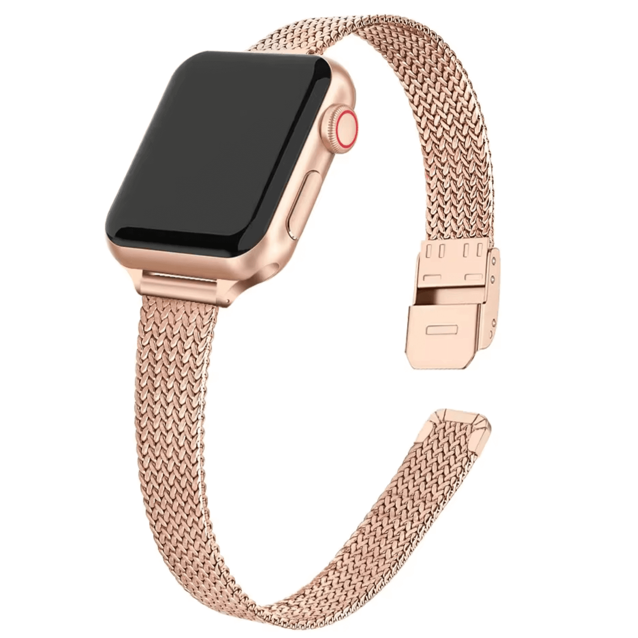 Slim Milanese Mesh Metal Apple Watch Strap in Rose Gold