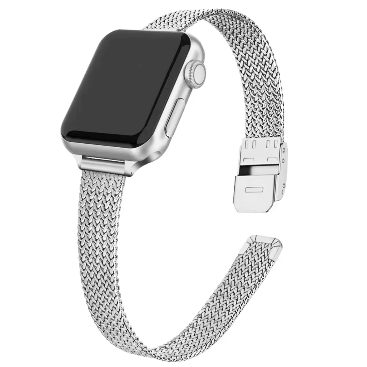 Slim Milanese Mesh Metal Apple Watch Strap in Silver