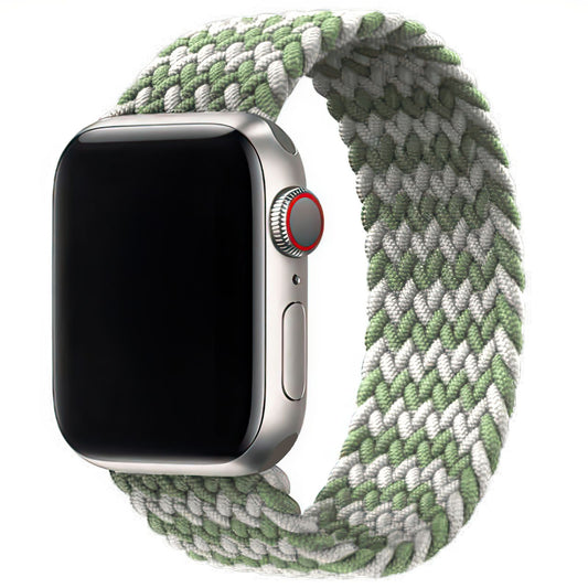 Braided Elastic Watch Band For Apple Watch in Mossy Rock Green And Grey DiscountAStraps