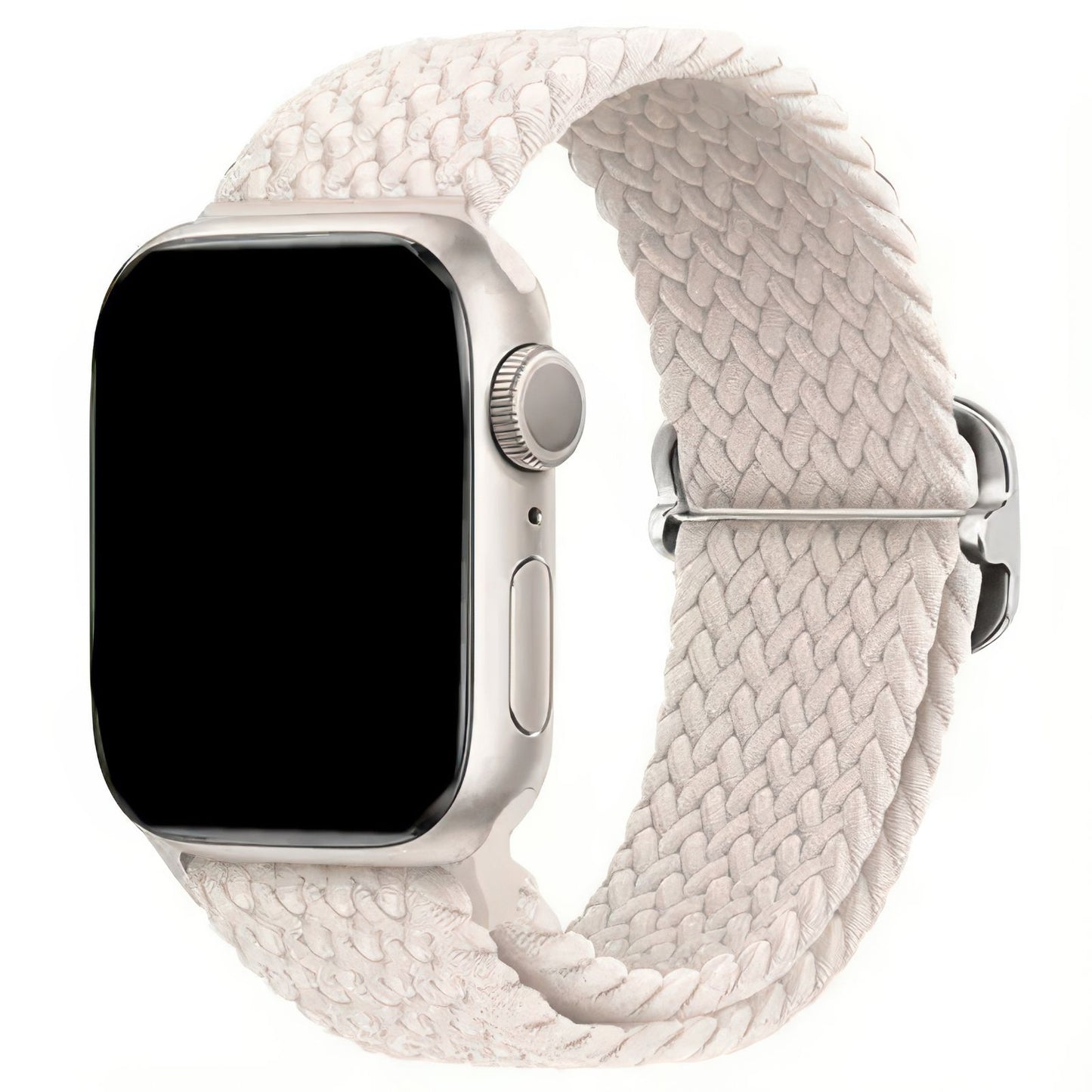 Braided Elastic Watch Band With Buckle For Apple Watch In Starlight White DiscountAStraps