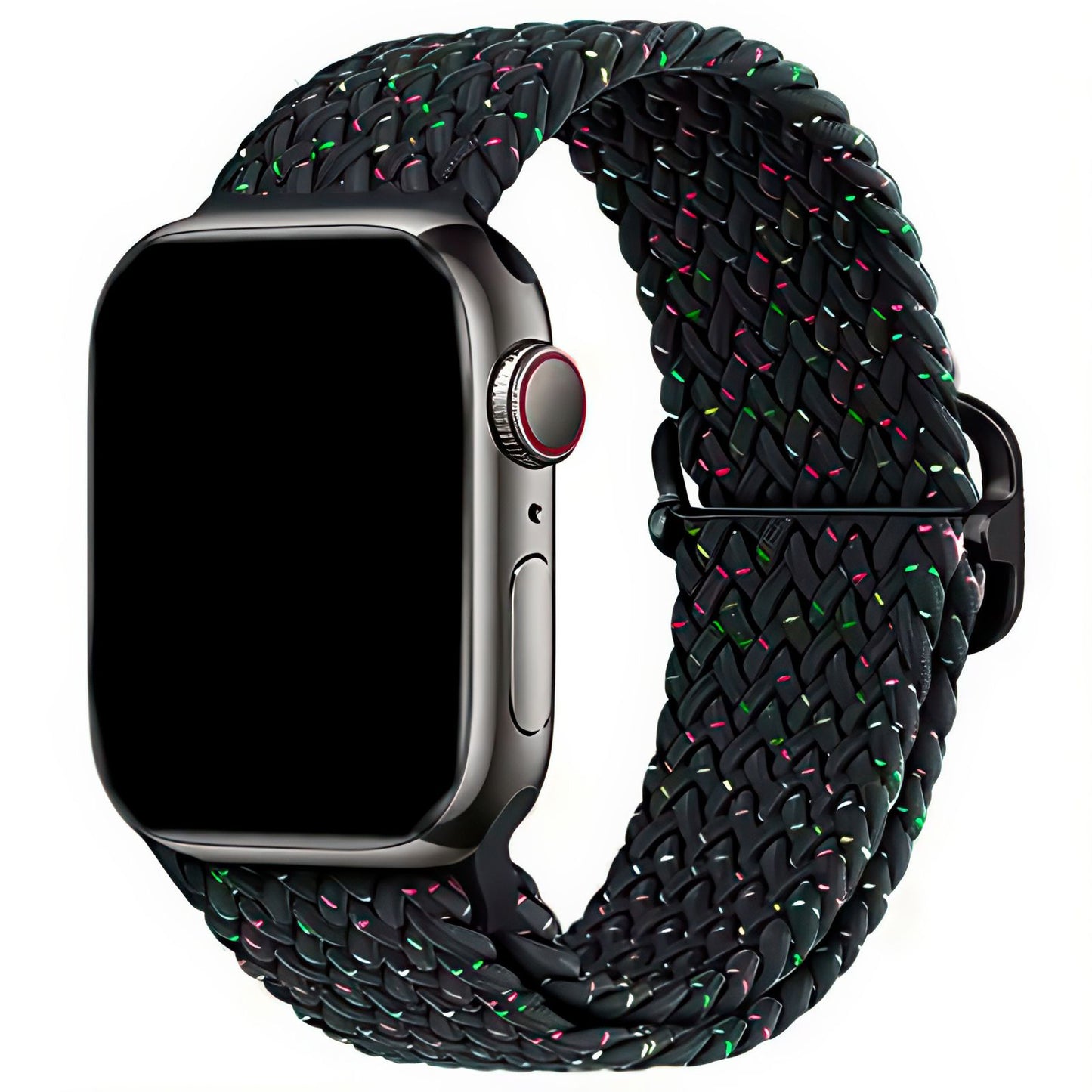 Braided Elastic Watch Band With Buckle For Apple Watch In Starry Sky Black DiscountAStraps