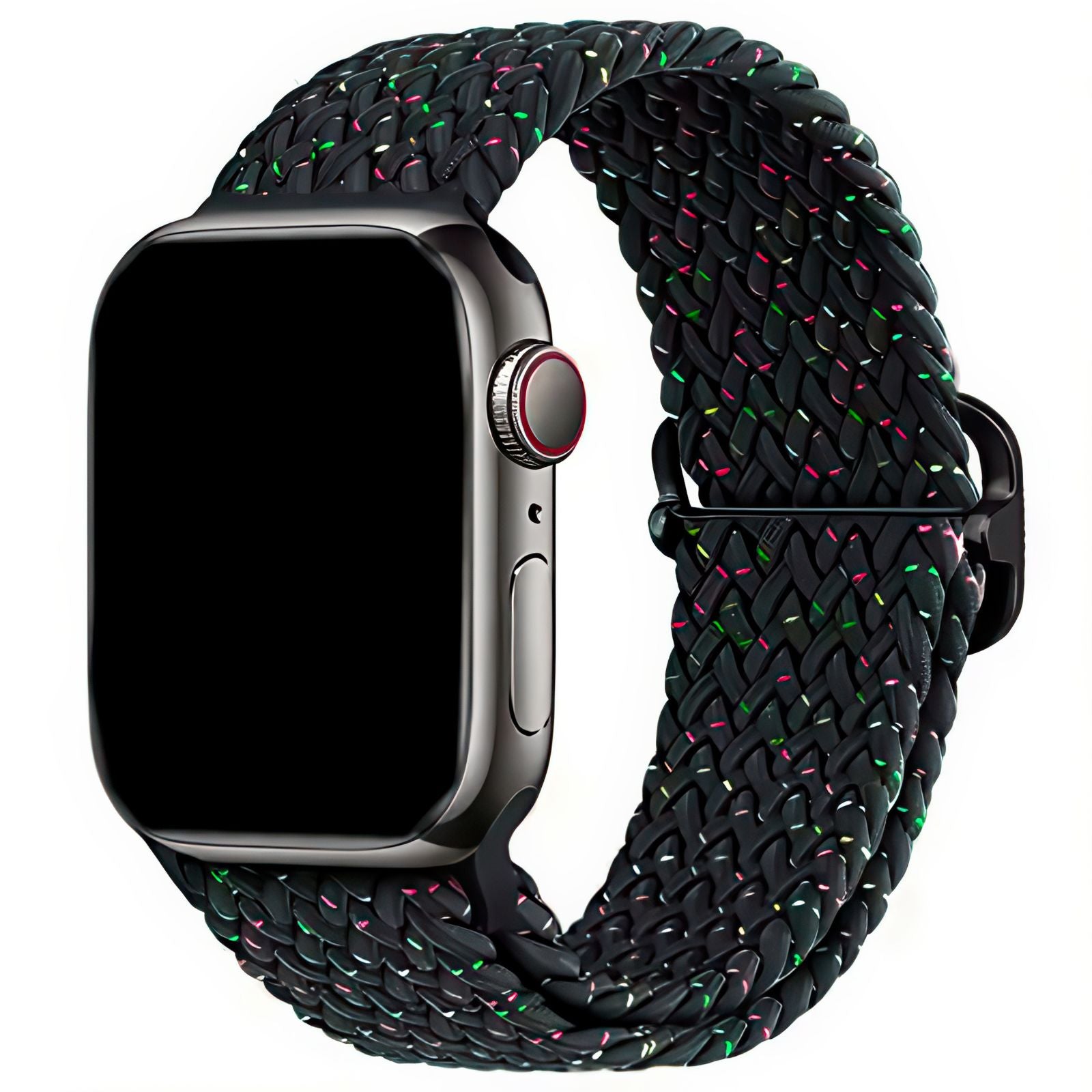 Braided Elastic Watch Band With Buckle For Apple Watch In Starry Sky Black DiscountAStraps