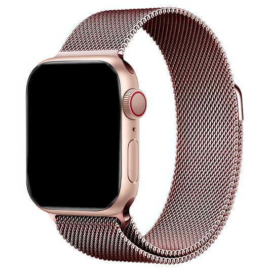 Milanese Mesh Metal Apple Watch Strap In Chrome Pink DiscountAStraps