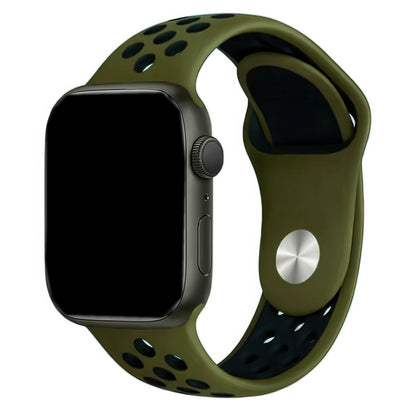 Silicone Sport Watch Band For Apple Watch In Army Green And Black DiscountAStraps