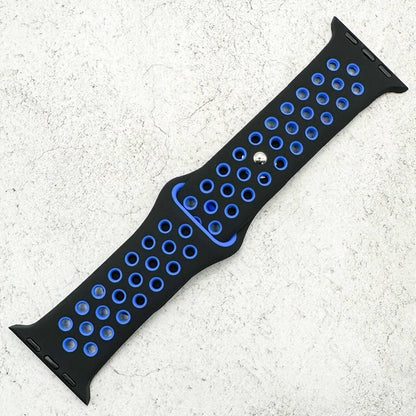 Silicone Sport Watch Band For Apple Watch In Black And Blue 1