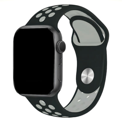 Silicone Sport Watch Band For Apple Watch In Black And Grey DiscountAStraps